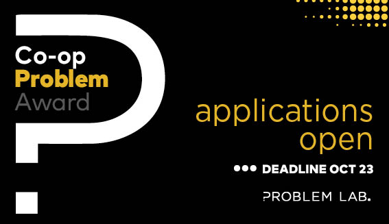 Co-op Problem Award Applications Open is listed in white and yellow text over a solid black background