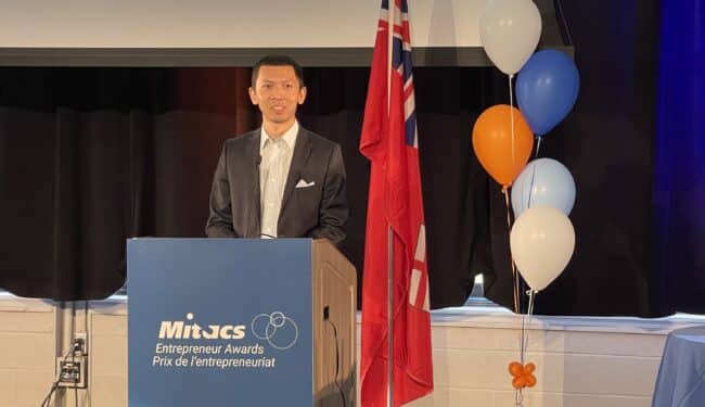 Ribbit founder Jeremy Wang speaks at Mitacs award event