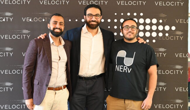 Group photo of FluidAI founders Left: Amr Abdelgawad Middle: Youssef Helwa Right: Mohamed Okasha